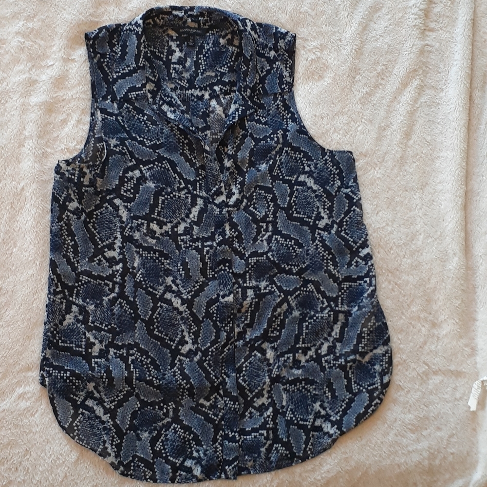 Sexy blue snakeskin printed blouse